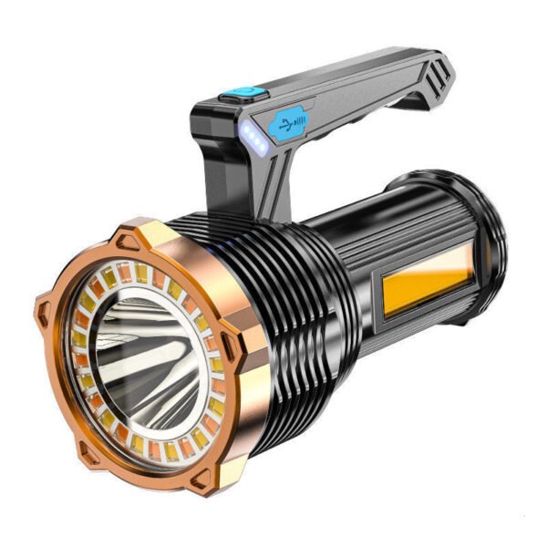 Plastic portable light, rechargeable high-intensity long-range household outdoor searchlight, lightweight with side light, led flashlight - Image 5