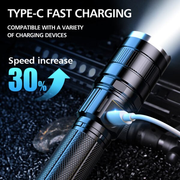 Outdoor lighting waterproof strong light portable long-range emergency multi-functional LED camping rechargeable flashlight - Image 2