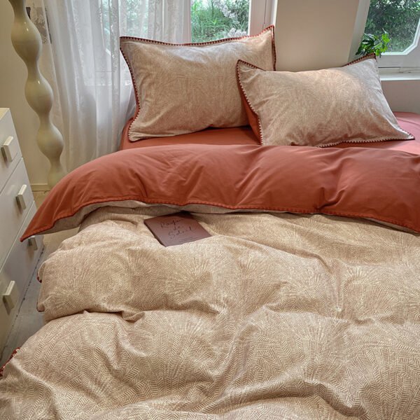 Winter Thickened 100% Cotton Brushed Bedding Set with Shell Edge Trim Pure Cotton Warm Duvet Cover Bedding - Image 3