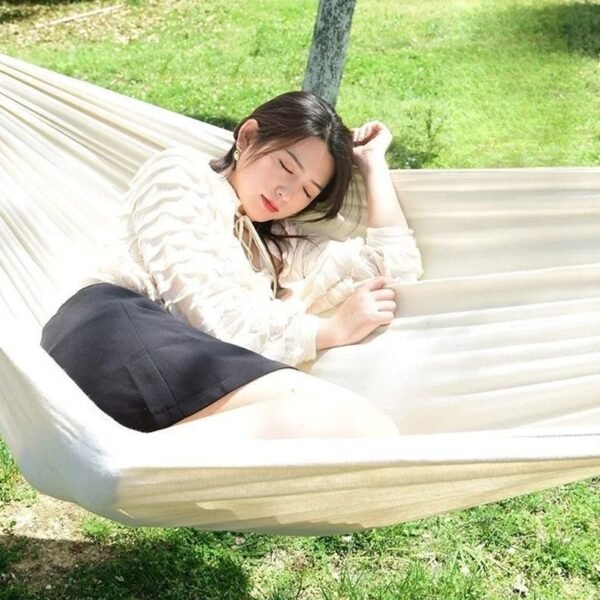 Canvas single hammock, outdoor camping, indoor children's swing, thickened striped hammock - Image 4