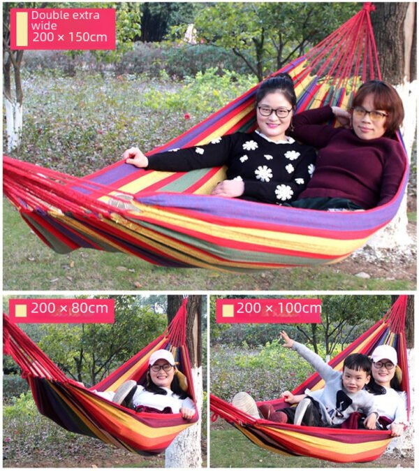 Outdoor hammock camping, thickened sail anti-rollover fabric, single and double colorful swing, student lazy bed, hanging chair - Image 4