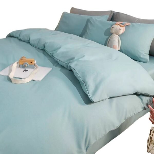 Solid color mixed washed cotton four piece set bed sheet, bedsheet, cream style three piece set bedding - Image 5