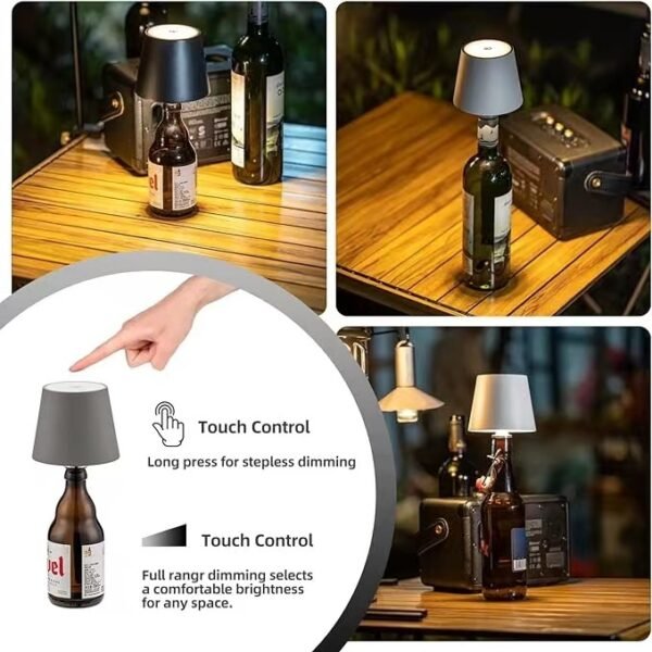 Charging Atmosphere Desk Lamp, Plug in Wine Bottle Lamp, RGB Tri color Cross border Touch Atmosphere Lamp - Image 2