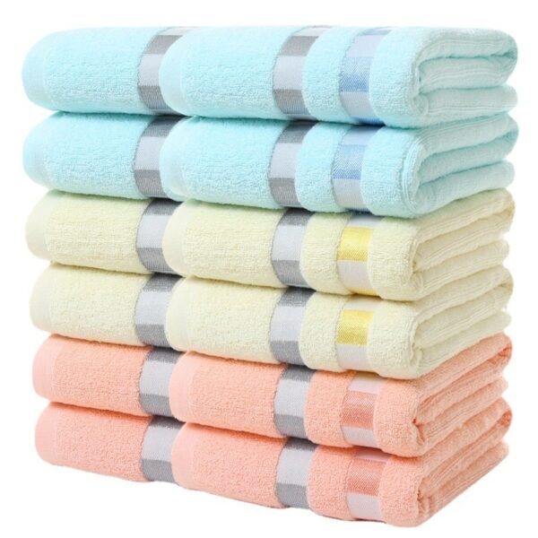Cotton colored block bath towel gift, labor protection supermarket towel, home use ribbon grid large bath towel - Image 5