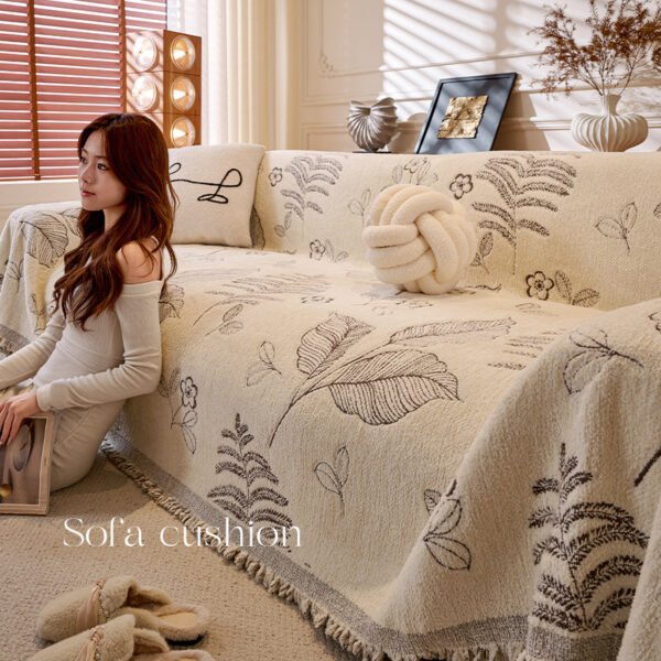Winter plush sofa towel, one full cover, light luxury, high-end feeling, Chanel retro French sofa cover fabric, autumn and winter