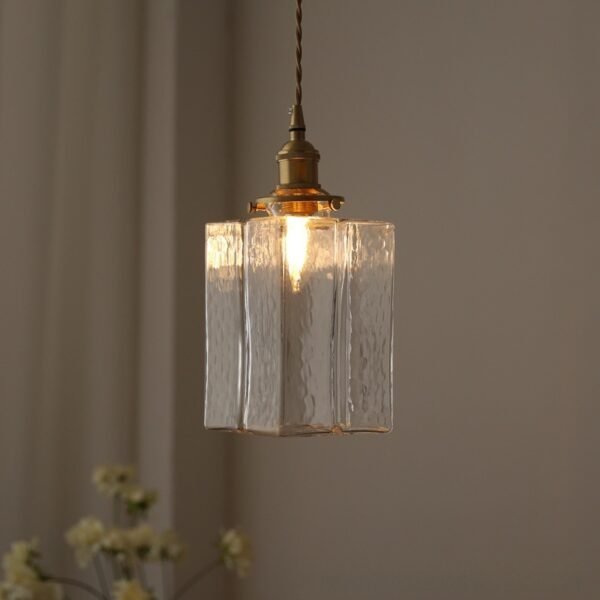 glass pendant light, Nordic minimalist homestay bed head, light luxury creative restaurant balcony foyer brass light - Image 3
