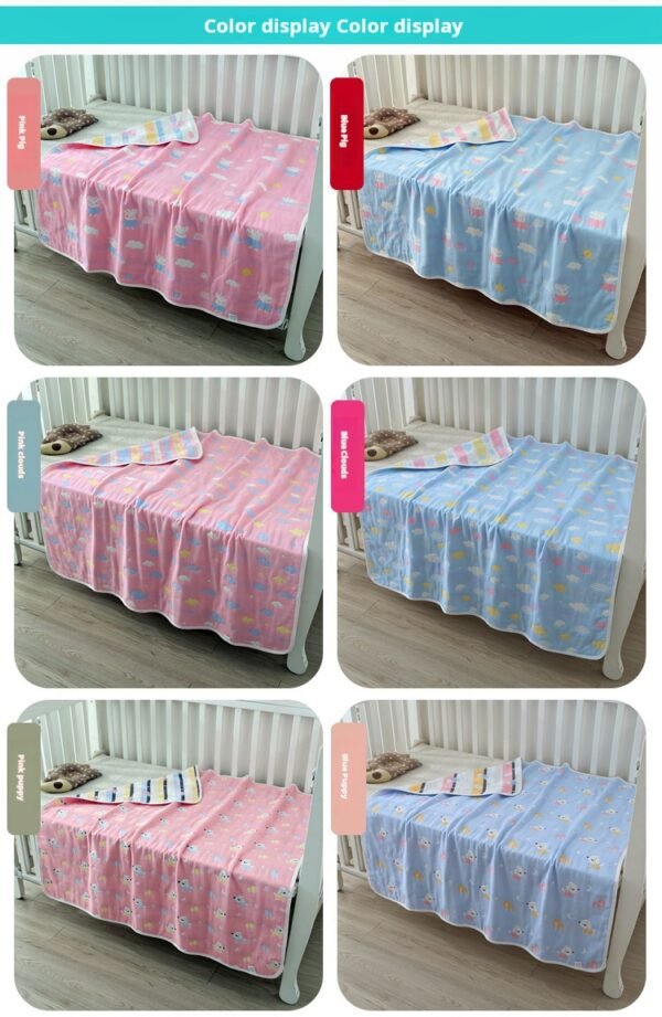 Cotton gauze bath towel, pure cotton baby bath towel, children's baby towel covered with six layers of blankets - Image 4