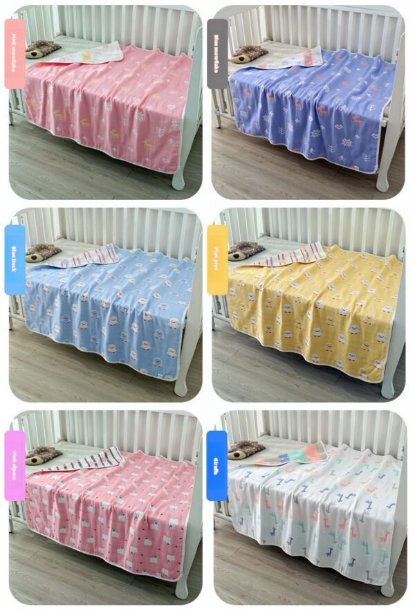 Cotton gauze bath towel, pure cotton baby bath towel, children's baby towel covered with six layers of blankets - Image 5