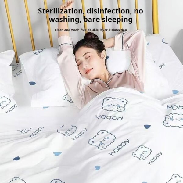 Four piece disposable bed sheet set for travel, suitable for pregnant women, hotel mattresses, bedding, travel, increased thickness, dirt isolation - Image 3
