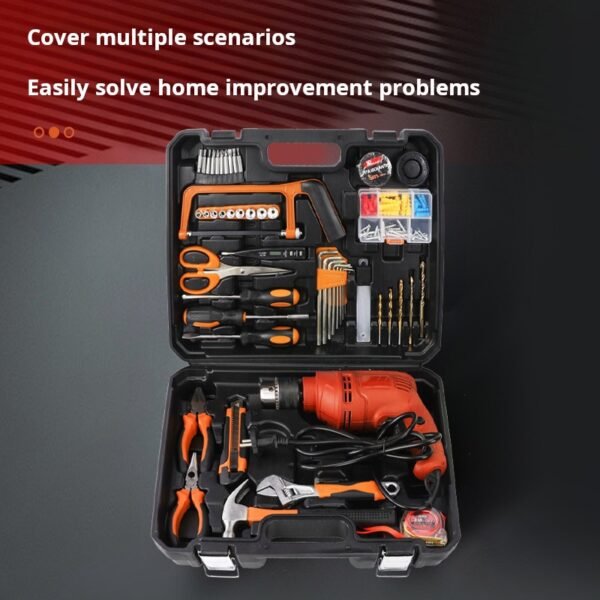 Household electric tool set, impact drill, household hardware combination set, electrician maintenance toolbox