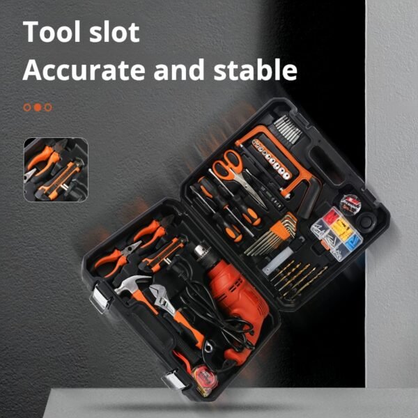 Household electric tool set, impact drill, household hardware combination set, electrician maintenance toolbox - Image 2