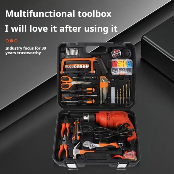 Household electric tool set, impact drill, household hardware combination set, electrician maintenance toolbox - Image 3