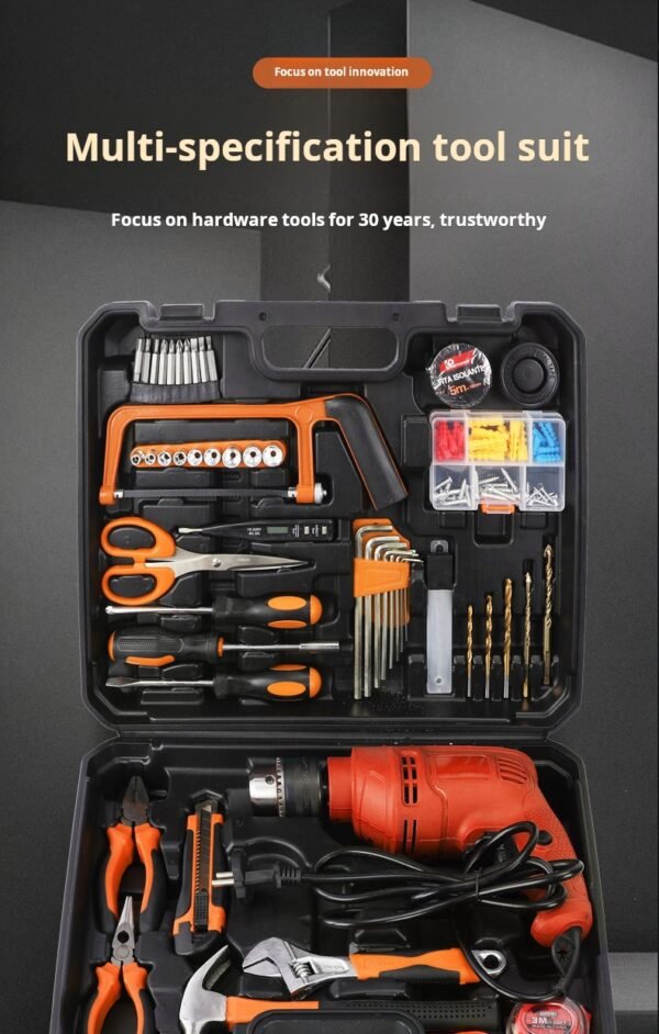 Household electric tool set, impact drill, household hardware combination set, electrician maintenance toolbox - Image 5