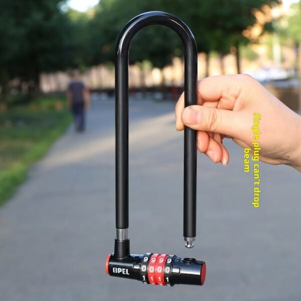 Metal Outdoor Bold U-shaped Password Lock, Padlock Four digit Password Traffic Lock, Bicycle Lock Waterproof Rain Anti theft - Image 4