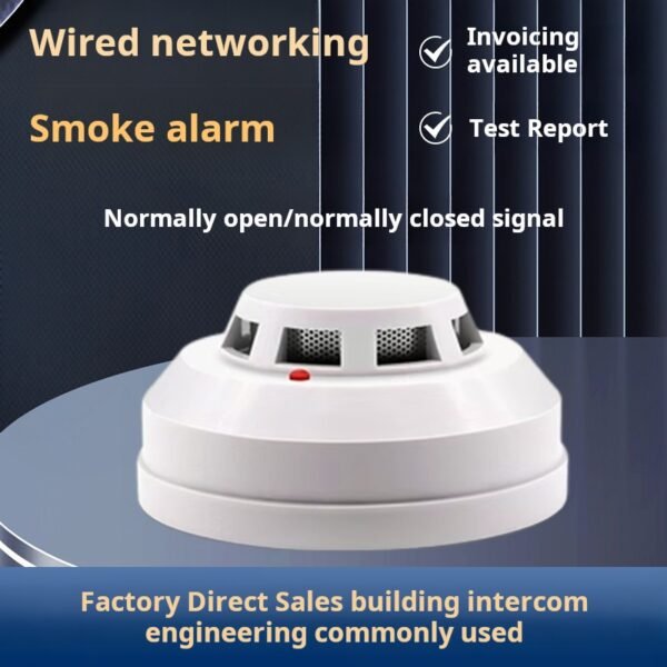 Wired smoke alarm, 12V networked smoke detector, switch 24V fire temperature sensing alarm