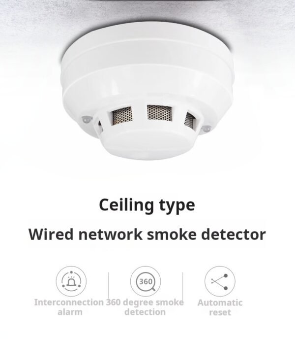 Wired smoke alarm, 12V networked smoke detector, switch 24V fire temperature sensing alarm - Image 5