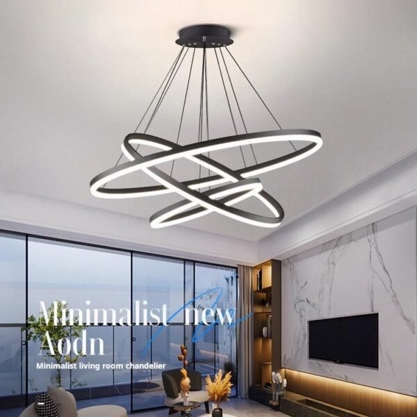 Nordic living room pendant light, high-end and minimalist circular dining room pendant light, hall main light, whole house package, Zhongshan lighting fixtures - Image 4