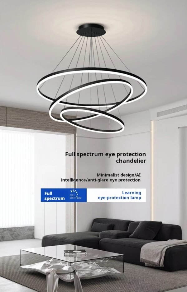 Nordic living room pendant light, high-end and minimalist circular dining room pendant light, hall main light, whole house package, Zhongshan lighting fixtures - Image 5