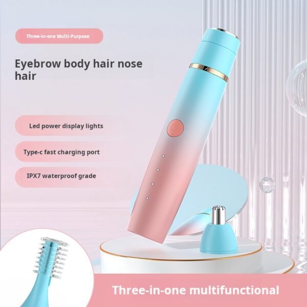 Electric shaver for women's eyebrow trimming and hair removal, multifunctional three in one charging model, mini portable automatic eyebrow shaving