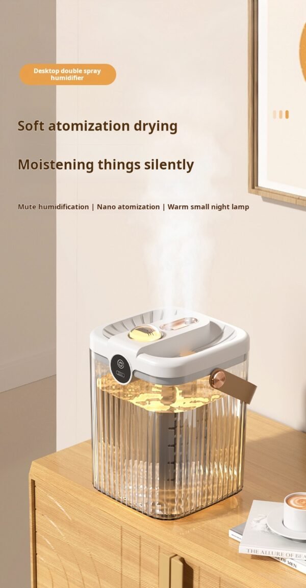 New Air Dual Spray Humidifier USB Large Capacity Home Dormitory Bedroom Office Desktop Atmosphere Light Humidifier - Image 5