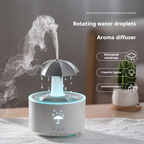 rainbow raindrop aromatherapy machine, rotating water droplet humidifier, remote control home office hydration purifier