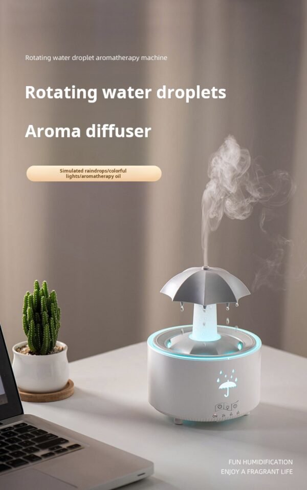 rainbow raindrop aromatherapy machine, rotating water droplet humidifier, remote control home office hydration purifier - Image 5