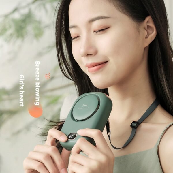 Mini Neck Hanging Fan Lazy Desktop Silent Fan Neck Hanging Waist No Fan Leaf Amazon Style - Image 2