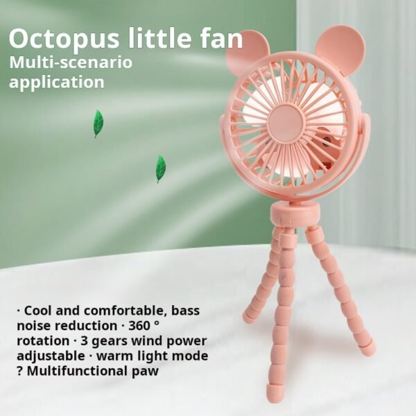 summer baby stroller octopus shaped fan USB charging handheld desktop mini fan
