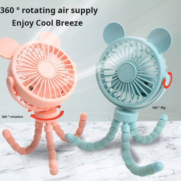 summer baby stroller octopus shaped fan USB charging handheld desktop mini fan - Image 2