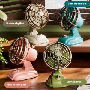 Retro Mini Desktop Fan, USB Charging Dormitory Desk Fan, Outdoor Portable Handheld Small Fan
