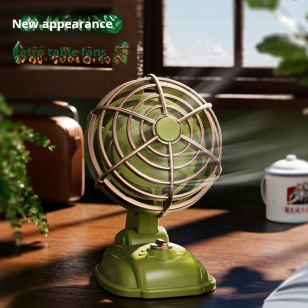 Retro Mini Desktop Fan, USB Charging Dormitory Desk Fan, Outdoor Portable Handheld Small Fan - Image 3
