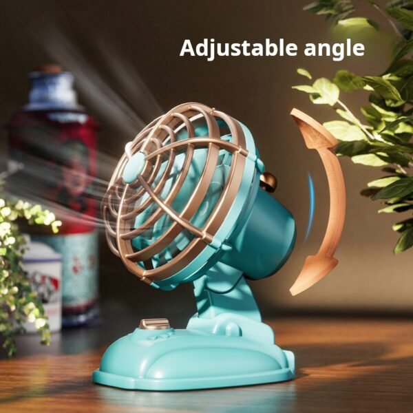 Retro Mini Desktop Fan, USB Charging Dormitory Desk Fan, Outdoor Portable Handheld Small Fan - Image 4