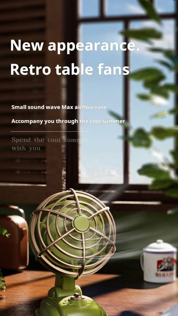 Retro Mini Desktop Fan, USB Charging Dormitory Desk Fan, Outdoor Portable Handheld Small Fan - Image 6