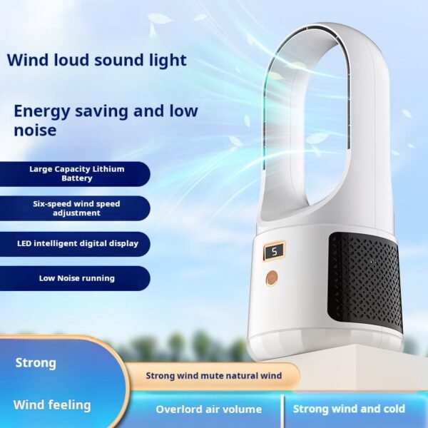New bladeless fan, home desktop electric fan, dormitory office desktop tower fan, USB charging outdoor fan - Image 3