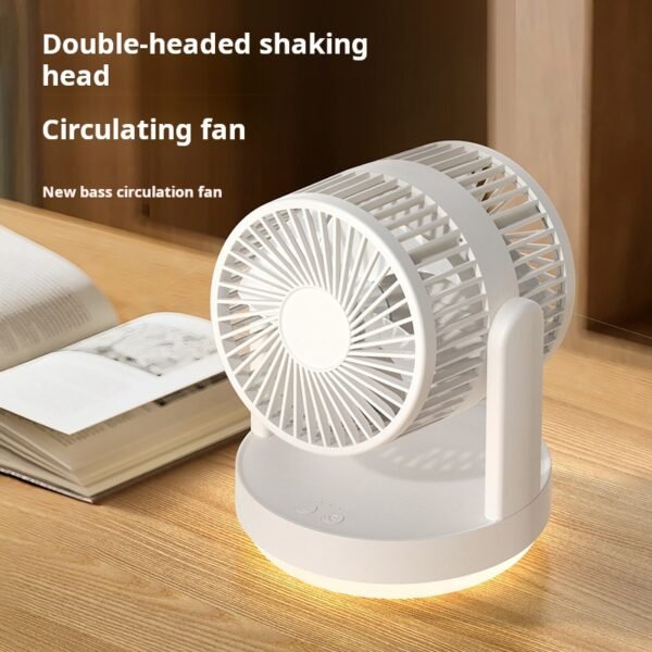New dual head electric fan for home bedroom desk lamp fan, office air circulation fan, home desktop shaking fan - Image 4