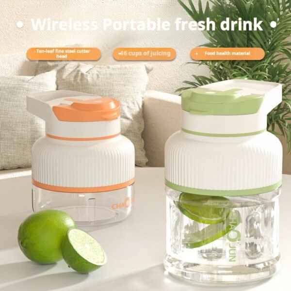 Portable juicer, small household multifunctional fryer, wireless charging, dynamic fruit juicing cup, ton bucket - Image 2