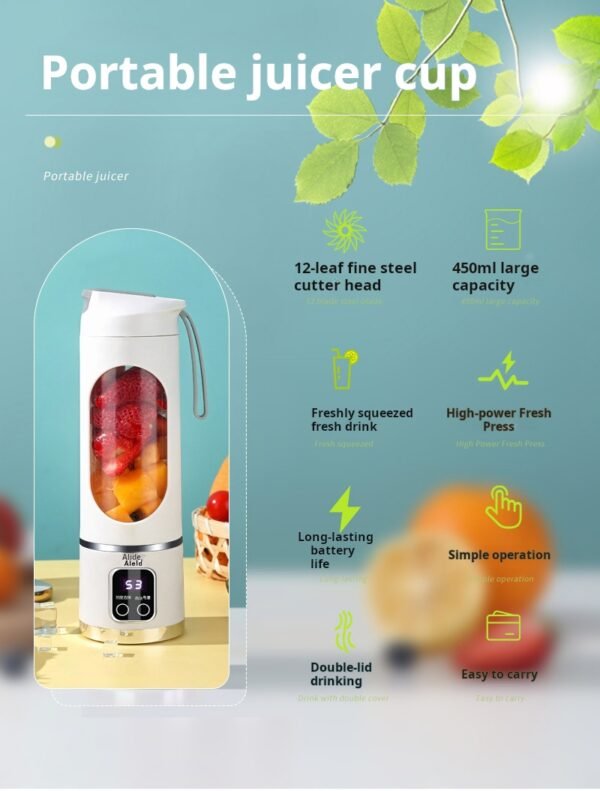 Portable juicer, small and portable household waste juice separation, juicing cup, mini fried water juicer, juicer - Image 5