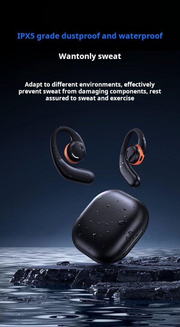 Ultra-long battery Bluetooth headphones for running and fitness, black and hot new style, non-in-ear hanging type - Image 3