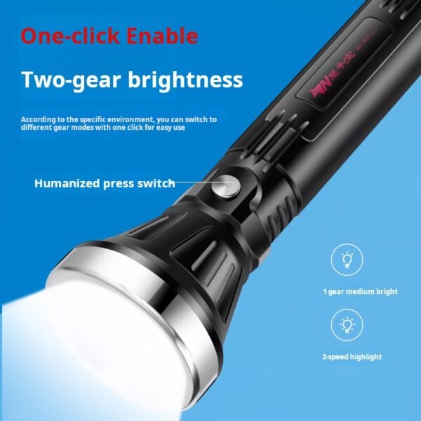 LED high-intensity flashlight, outdoor camping home lighting flashlight, USB charging portable - Image 2