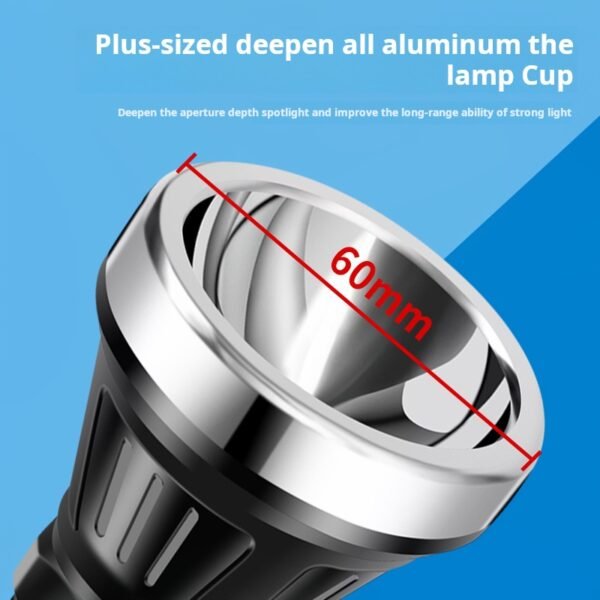 LED high-intensity flashlight, outdoor camping home lighting flashlight, USB charging portable - Image 3