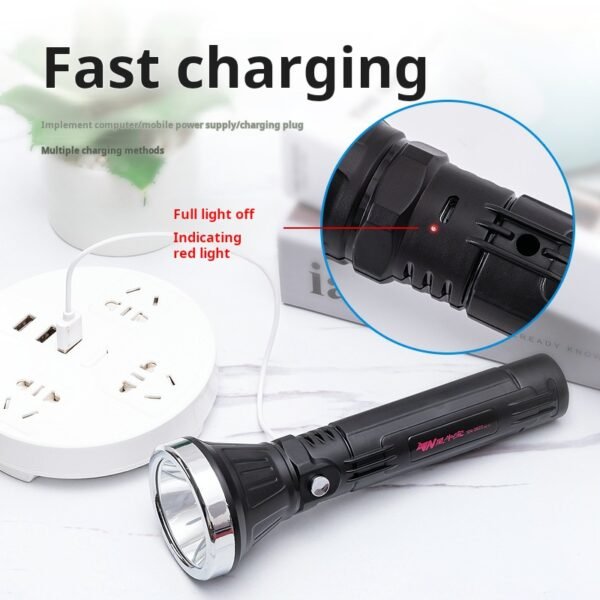 LED high-intensity flashlight, outdoor camping home lighting flashlight, USB charging portable - Image 4