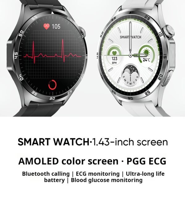 Non-invasive blood sugar measurement watch Uric acid blood pressure heart rate NFC offline payment intelligent monitoring watch - Image 3