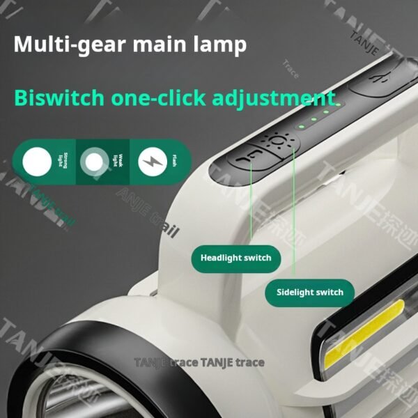 Flashlight, strong light, rechargeable outdoor, ultra-bright long-range, high-power portable searchlight, camping tent, emergency light - Image 3