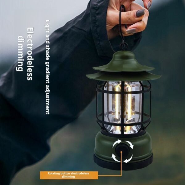 Outdoor camping light with 80H battery life, ambient light, tent canopy, flashlight, LED retro pinecone camping light