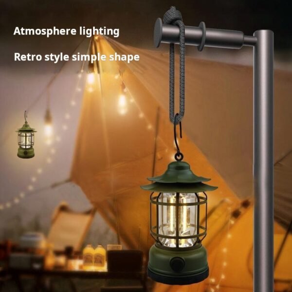 Outdoor camping light with 80H battery life, ambient light, tent canopy, flashlight, LED retro pinecone camping light - Image 3