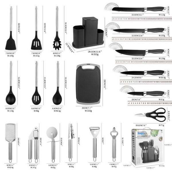 Knife Set 20-piece Kitchen Home Silicone Kitchenware Kitchenware Kitchen with Cutting Board Set - Image 3