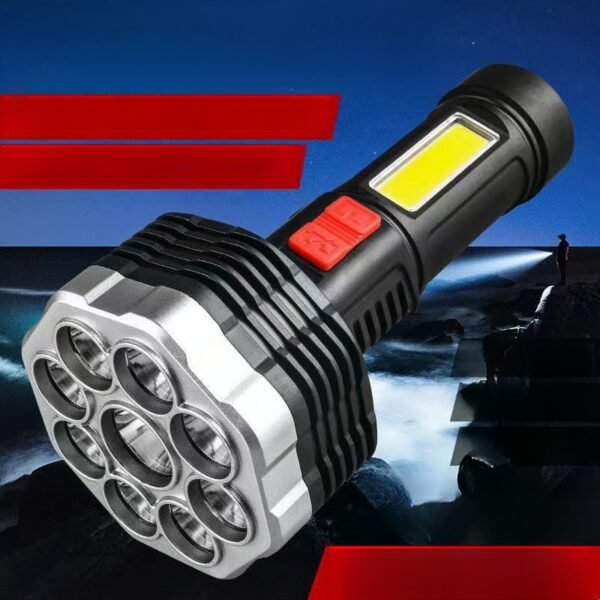 Strong outdoor flashlight with 100,000 lumens, 10 nuclear explosion capacity, USB rechargeable led portable light, multi-functional lighting lamp - Image 2
