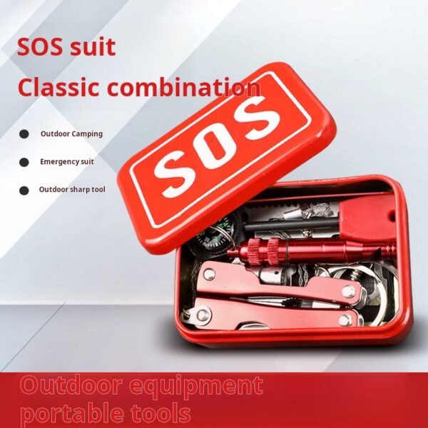 Outdoor survival emergency kit, small tool box, multi-functional set, sos wilderness survival self-rescue box, emergency box equipment