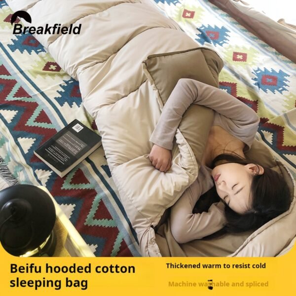 Breakfield outdoor camping thickened waterproof cotton sleeping bag for adults, all-season style, machine washable and spliced sleeping bag