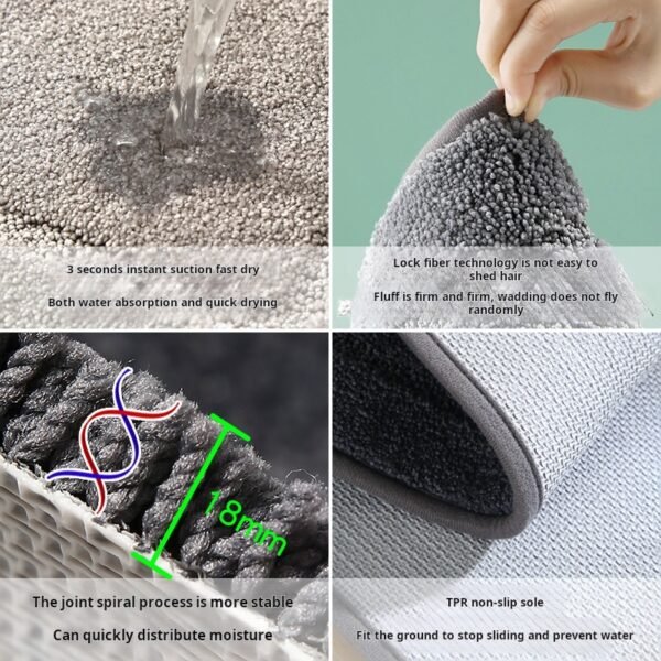 Light luxury and minimalist kitchen absorbent floor mat, bathroom door mat, bathroom non slip mat, door mat, household carpet - Image 3